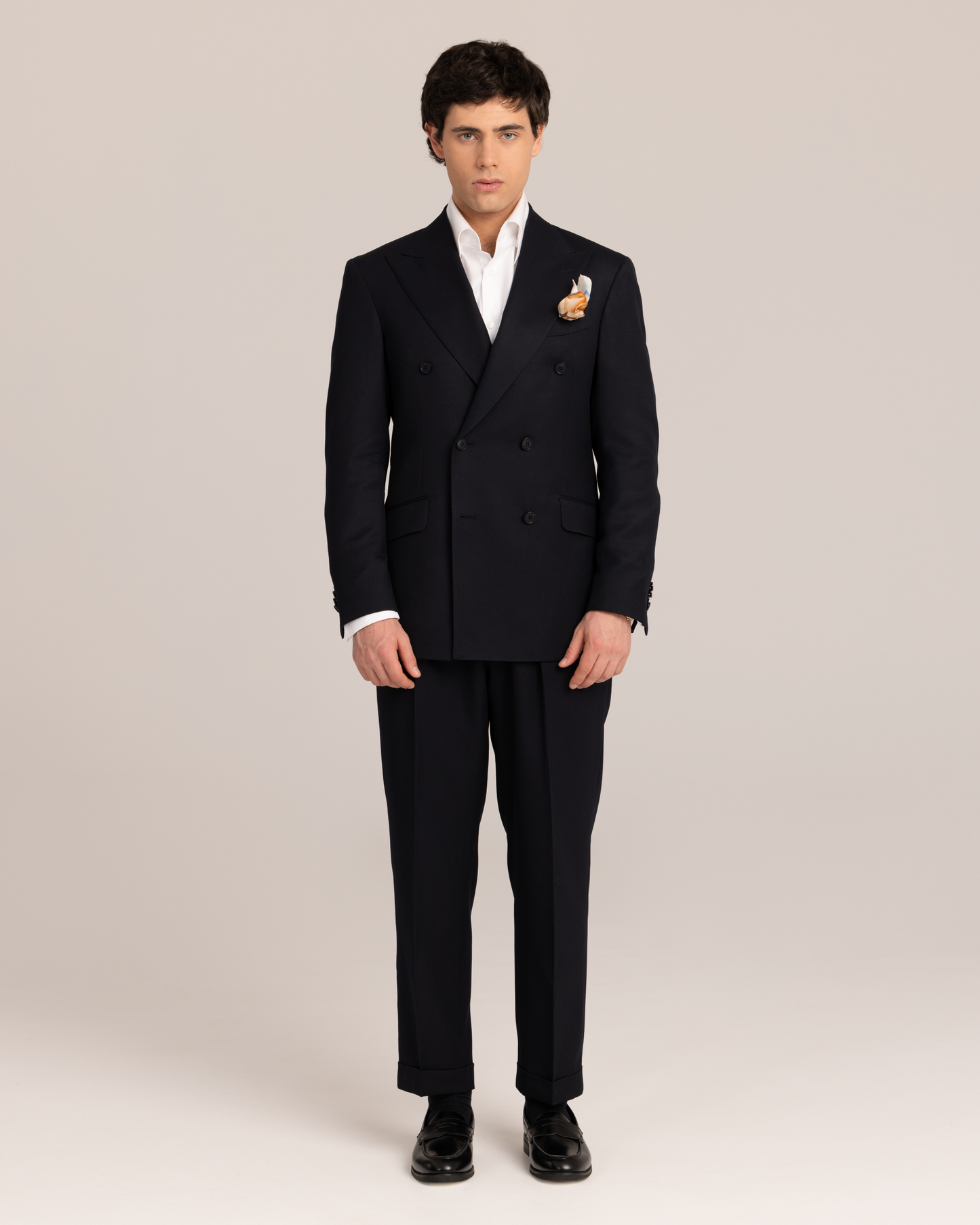 Double Breasted Blazer Striped Dark Navy