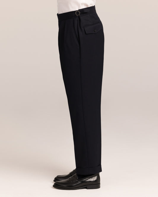 Double Pleated Trouser Dark Navy