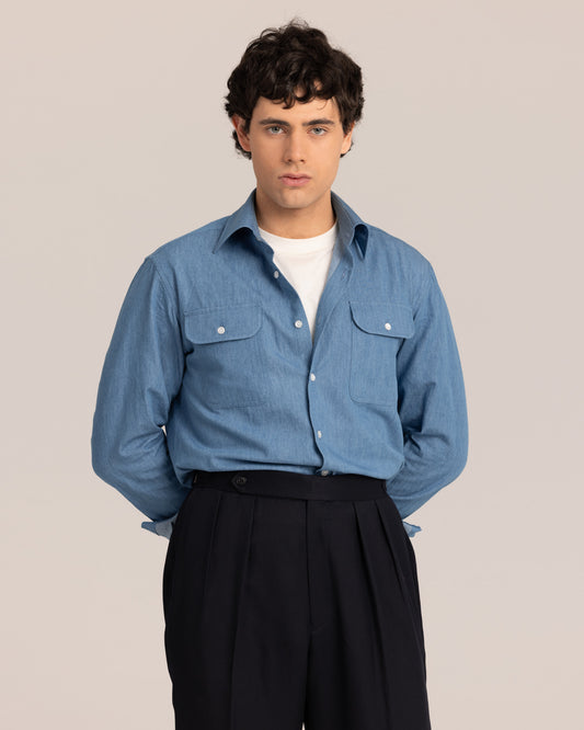 High Collar Classic Denim Shirt