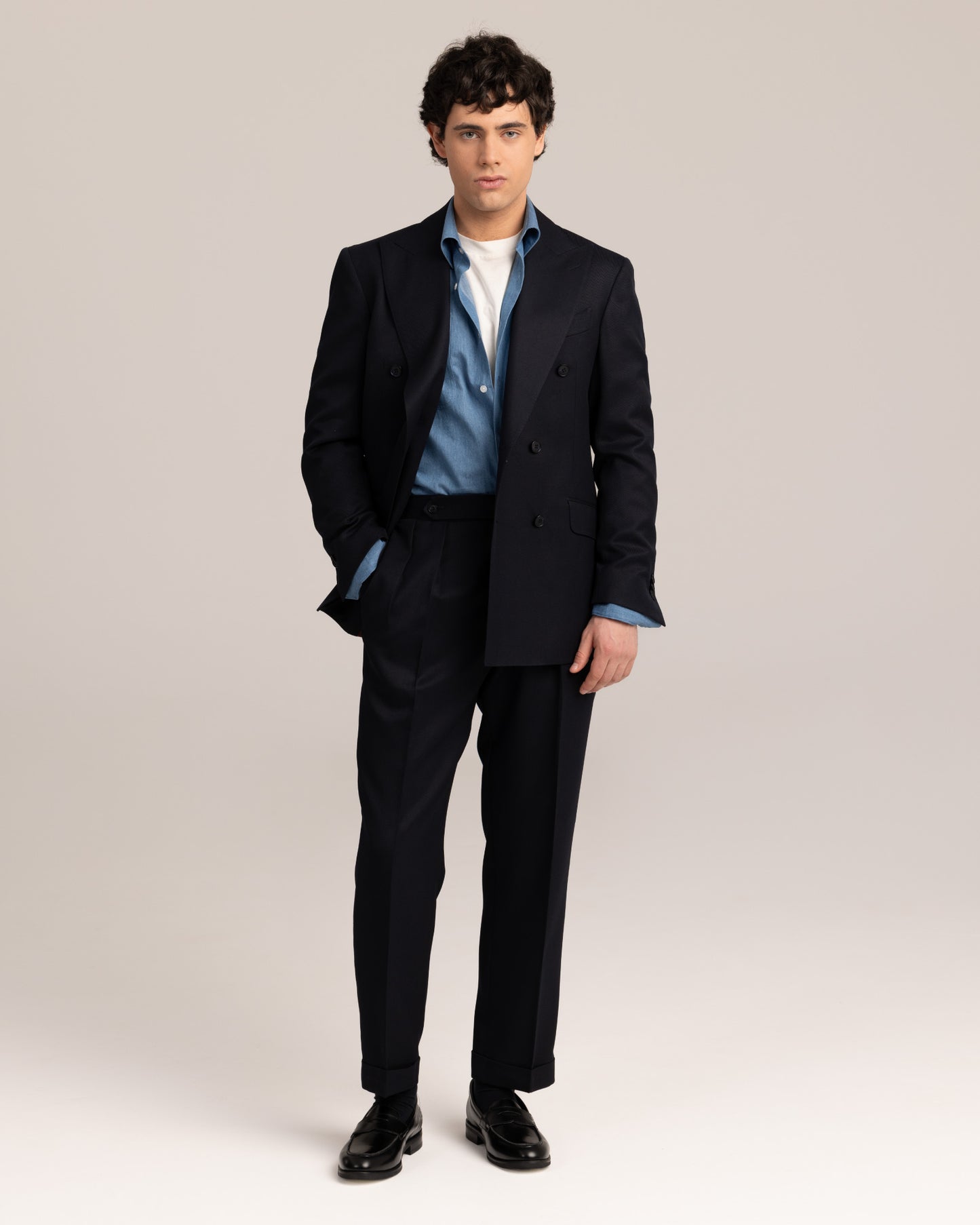 Double Pleated Trouser Dark Navy