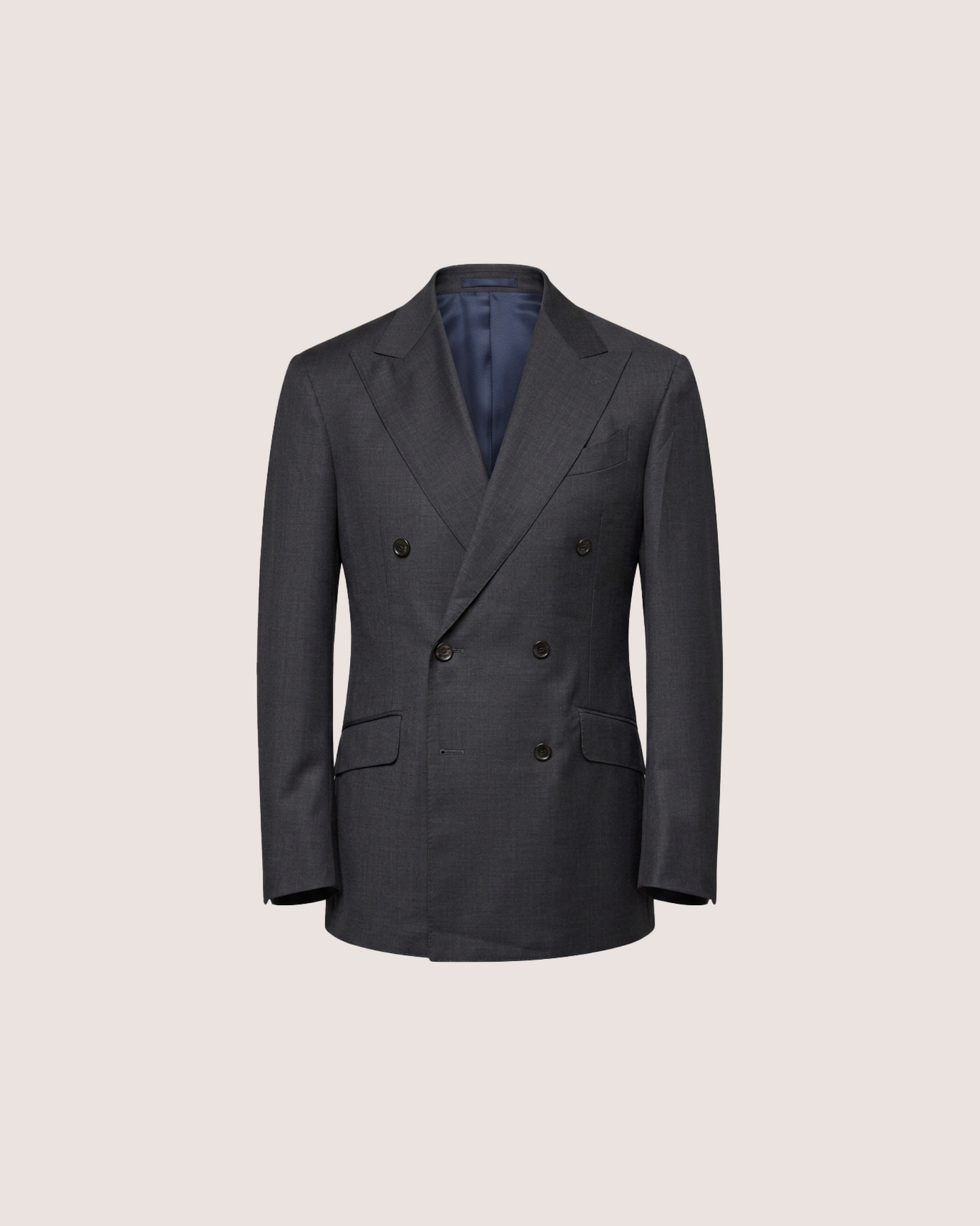 Double Breasted Blazer Charcoal Grey Worsted Wool
