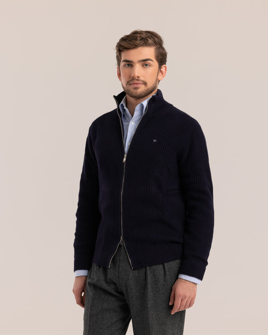 Full-Zip Knitted Jacket Navy