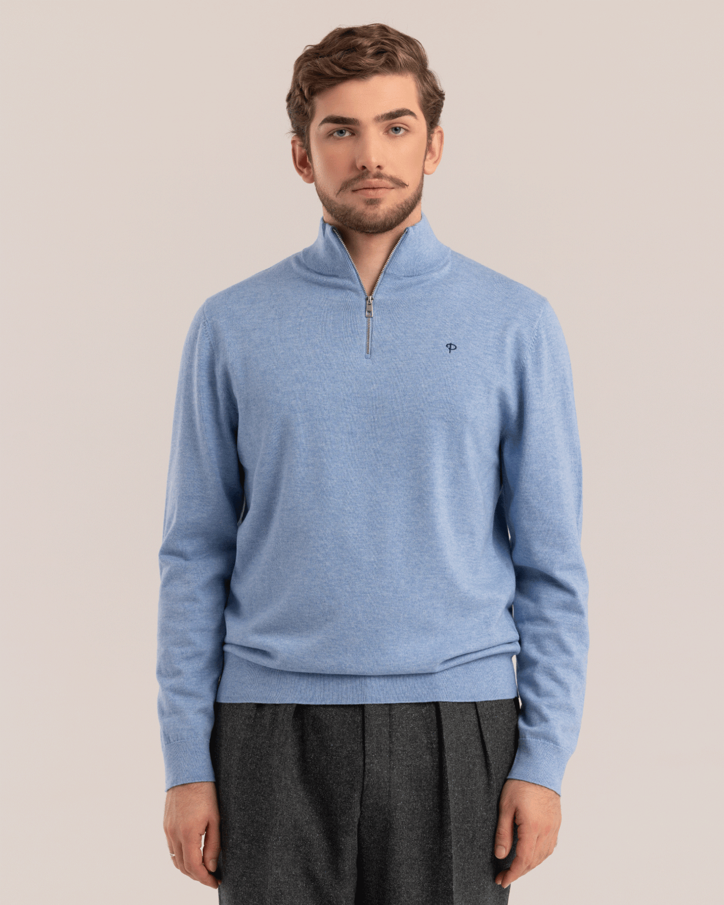Half-Zip Sweater Light Blue