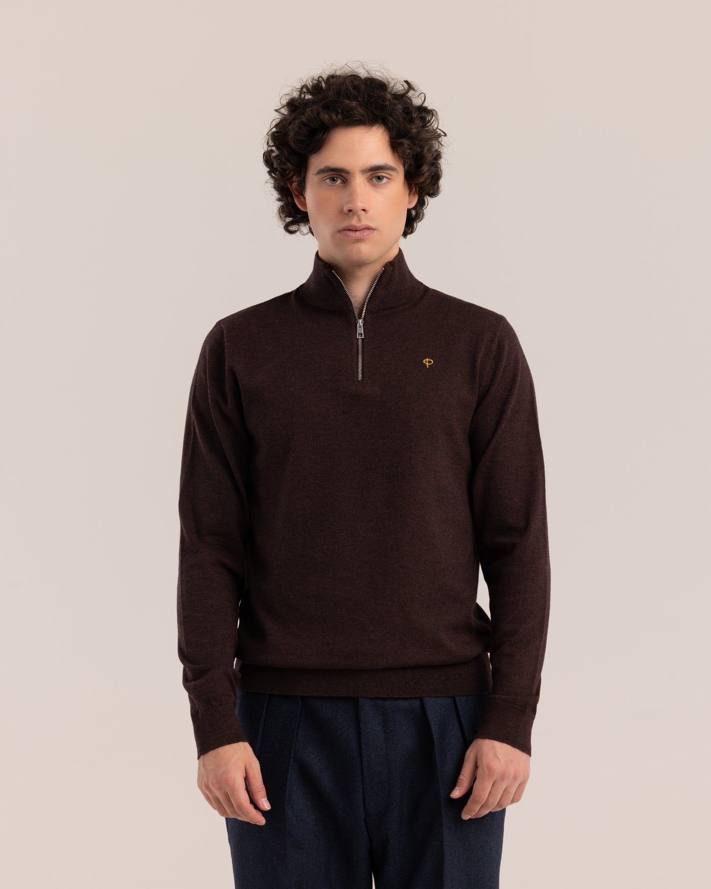 Half-Zip Sweater Brown