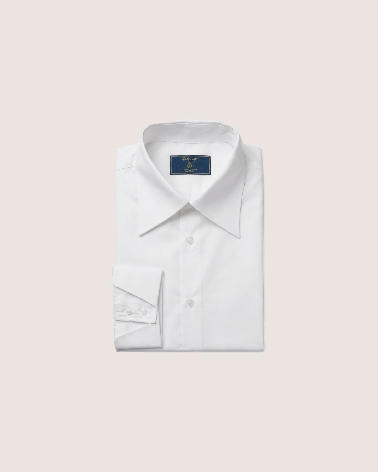 White Silk-Cotton Shirt Hidden Button Collar