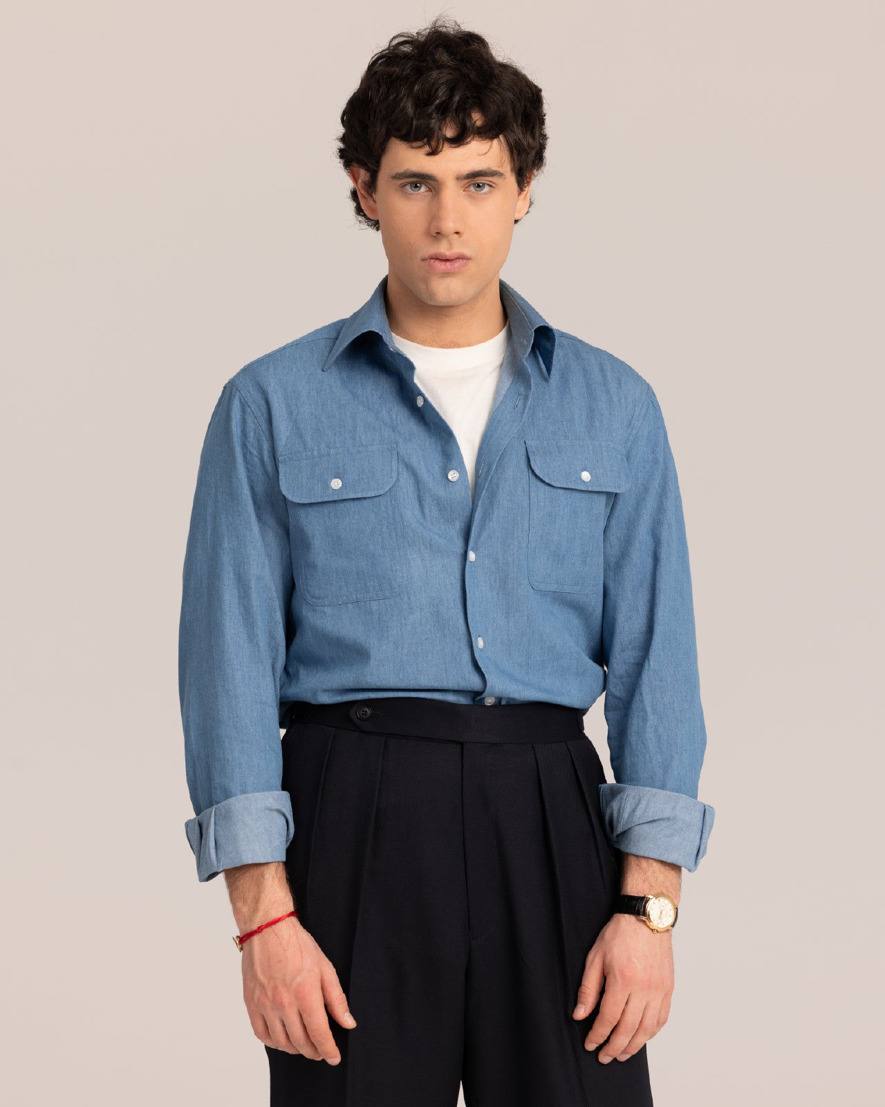 High Collar Classic Denim Shirt