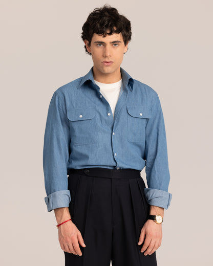 High Collar Classic Denim Shirt