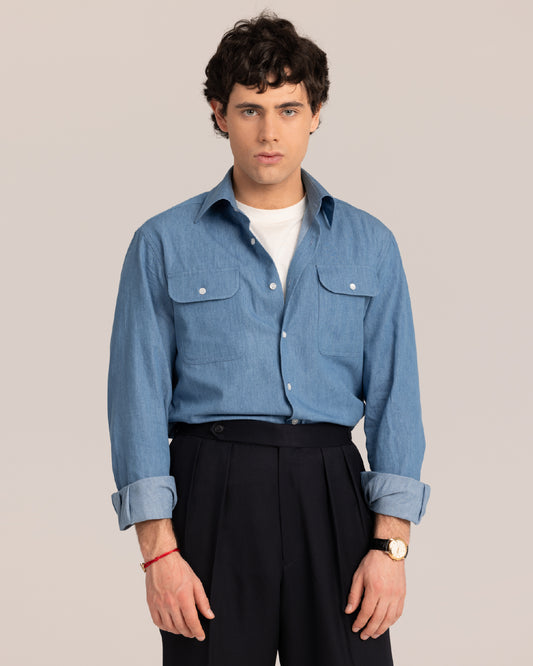 High Collar Classic Denim Shirt
