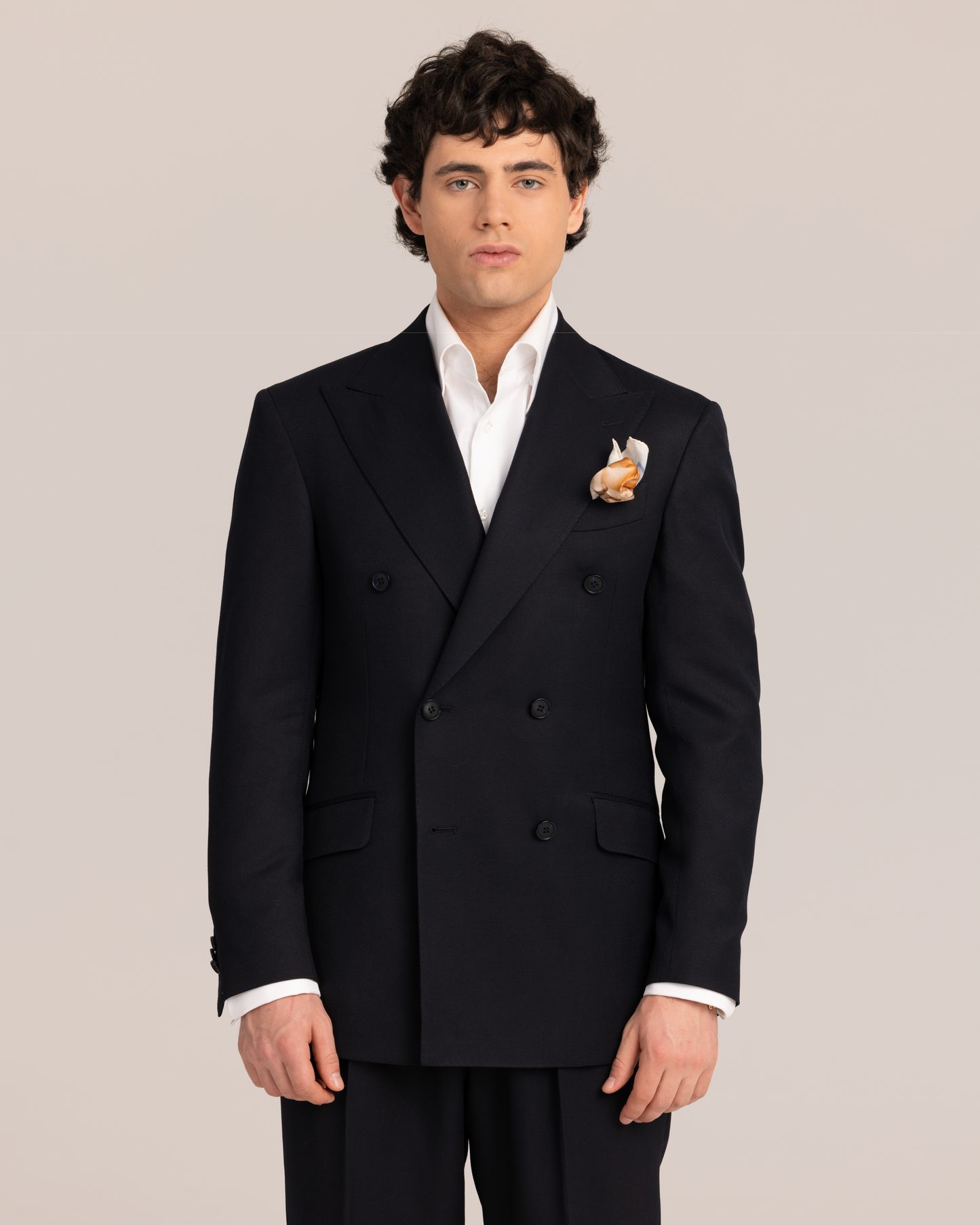 Double Breasted Blazer Striped Dark Navy