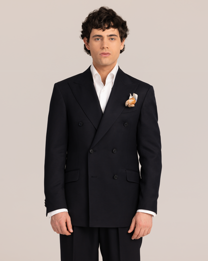 Double Breasted Blazer Striped Dark Navy