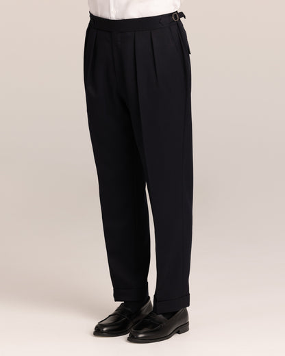 Double Pleated Trouser Dark Navy