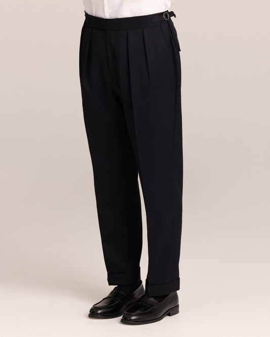 Double Pleated Trouser Dark Navy
