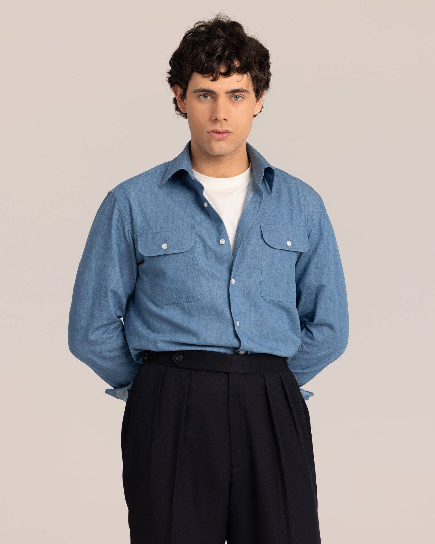 High Collar Classic Denim Shirt