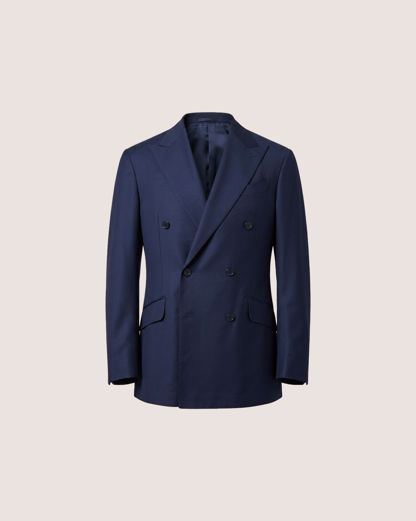 Double Breasted Blazer Navy Blue Worsted Wool