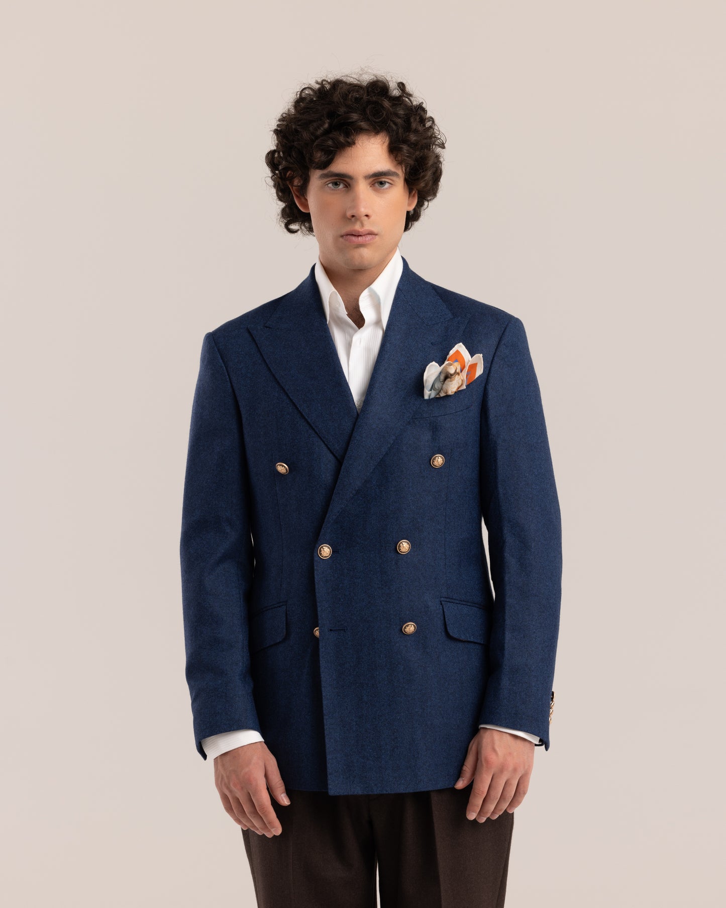 Double Breasted Blazer Navy Herringbone