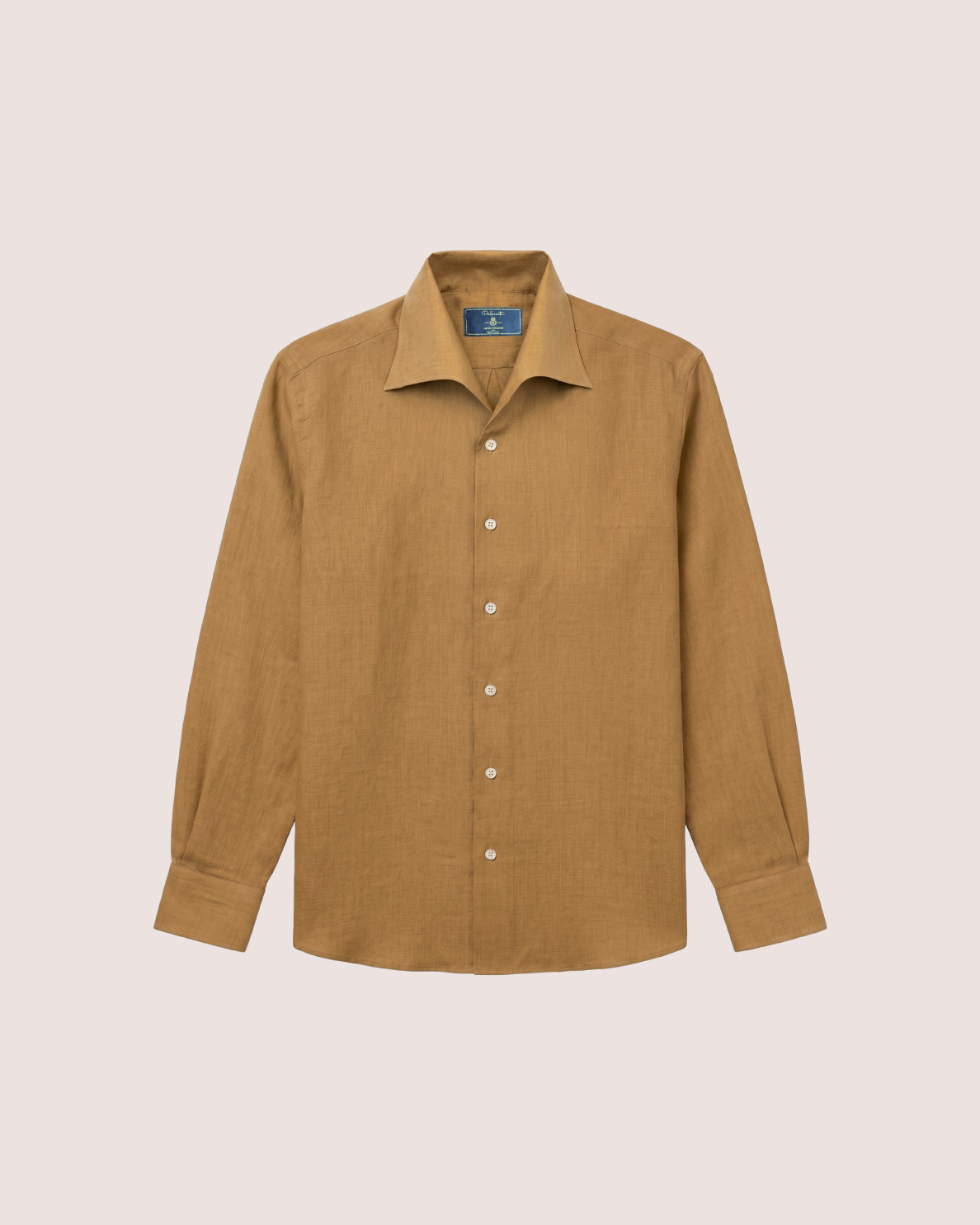Brown Linen Shirt One-Piece Collar