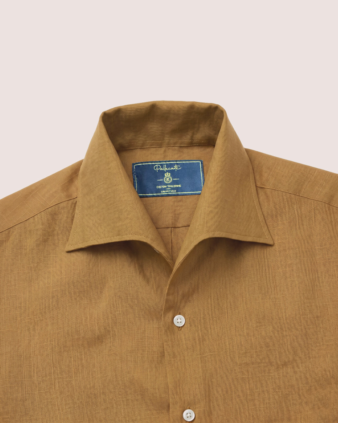 Brown Linen Shirt One-Piece Collar