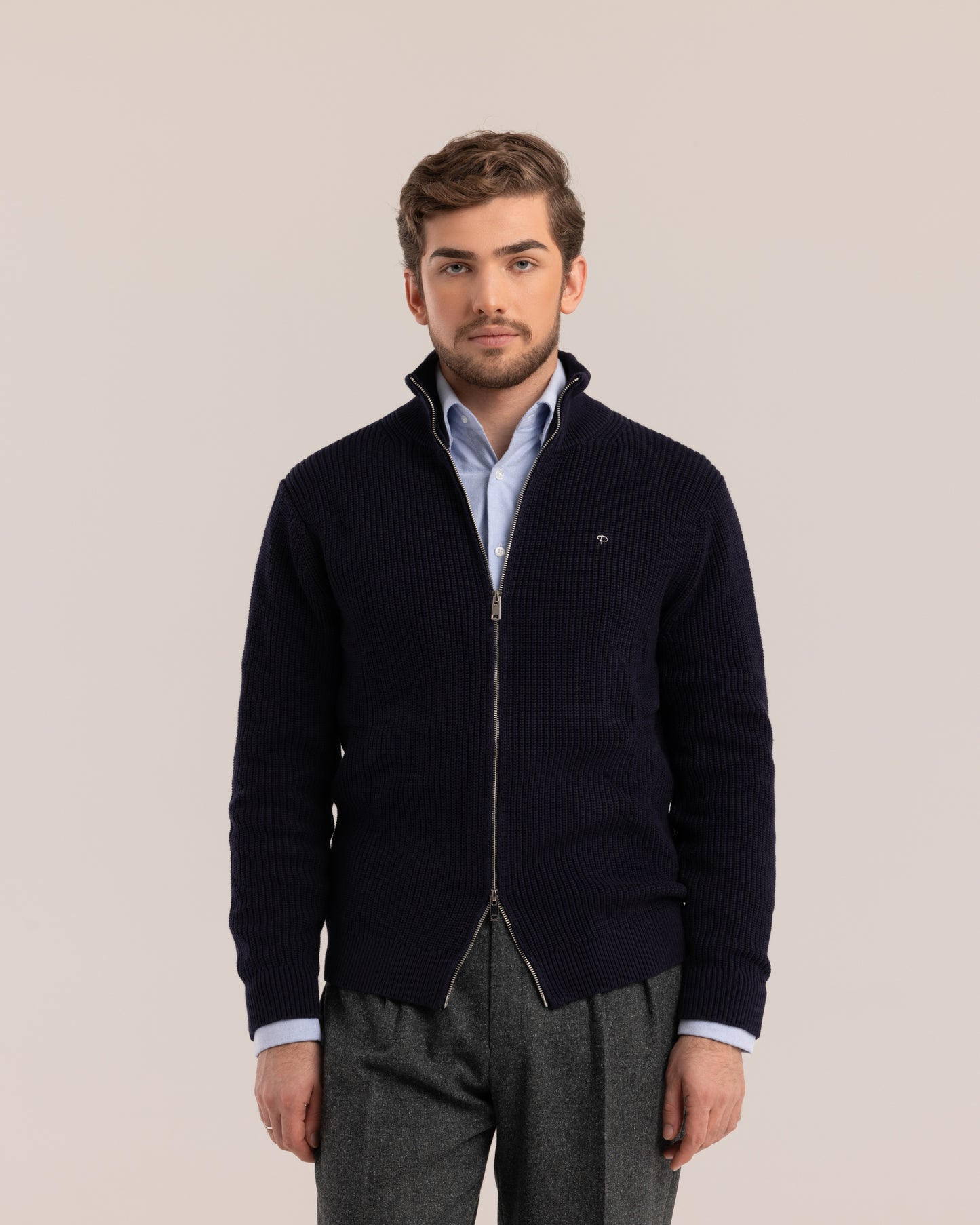 Full-Zip Knitted Jacket Navy