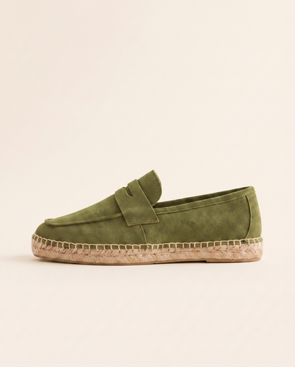 Penny Espadrilles Olive Green Suede