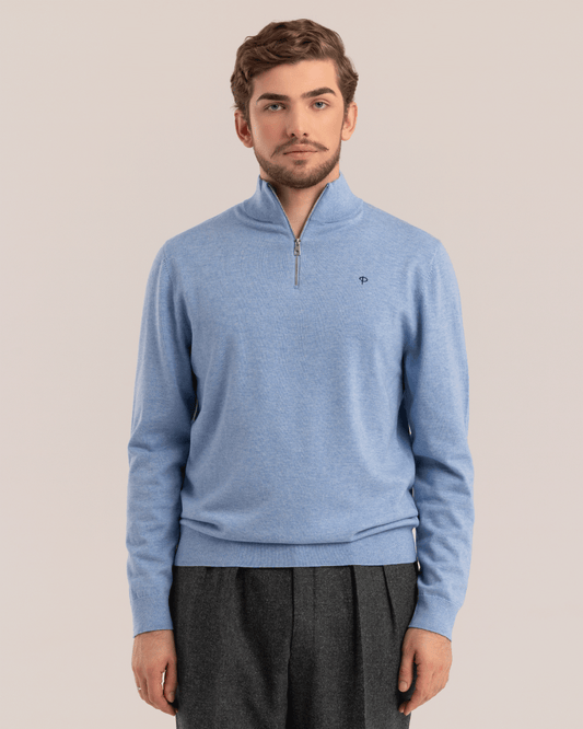 Half-Zip Sweater Light Blue