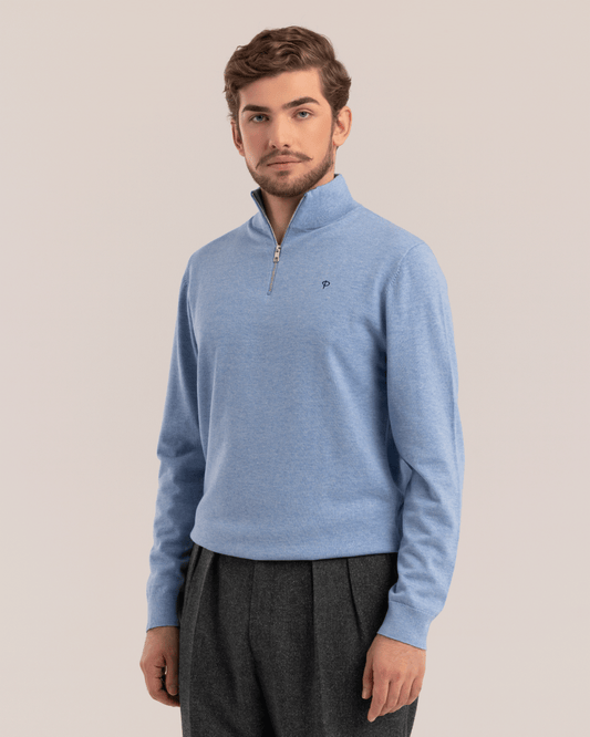 Half-Zip Sweater Light Blue
