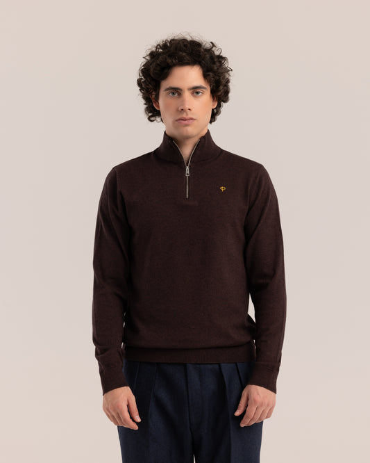 Half-Zip Sweater Brown