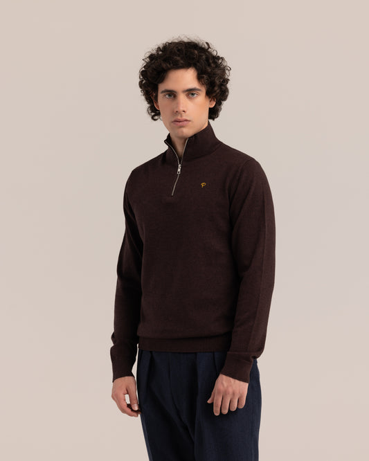 Half-Zip Sweater Brown