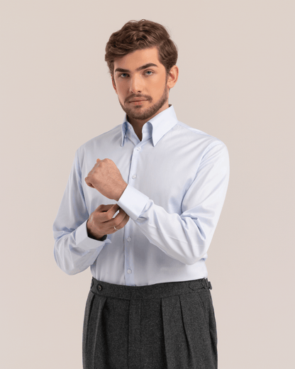 High Collar Classic Shirt Light Blue