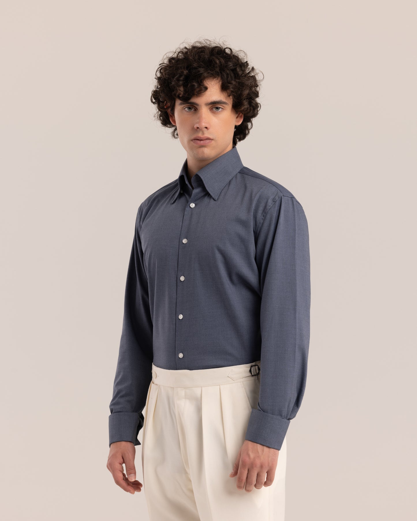 High Collar Shirt Gray