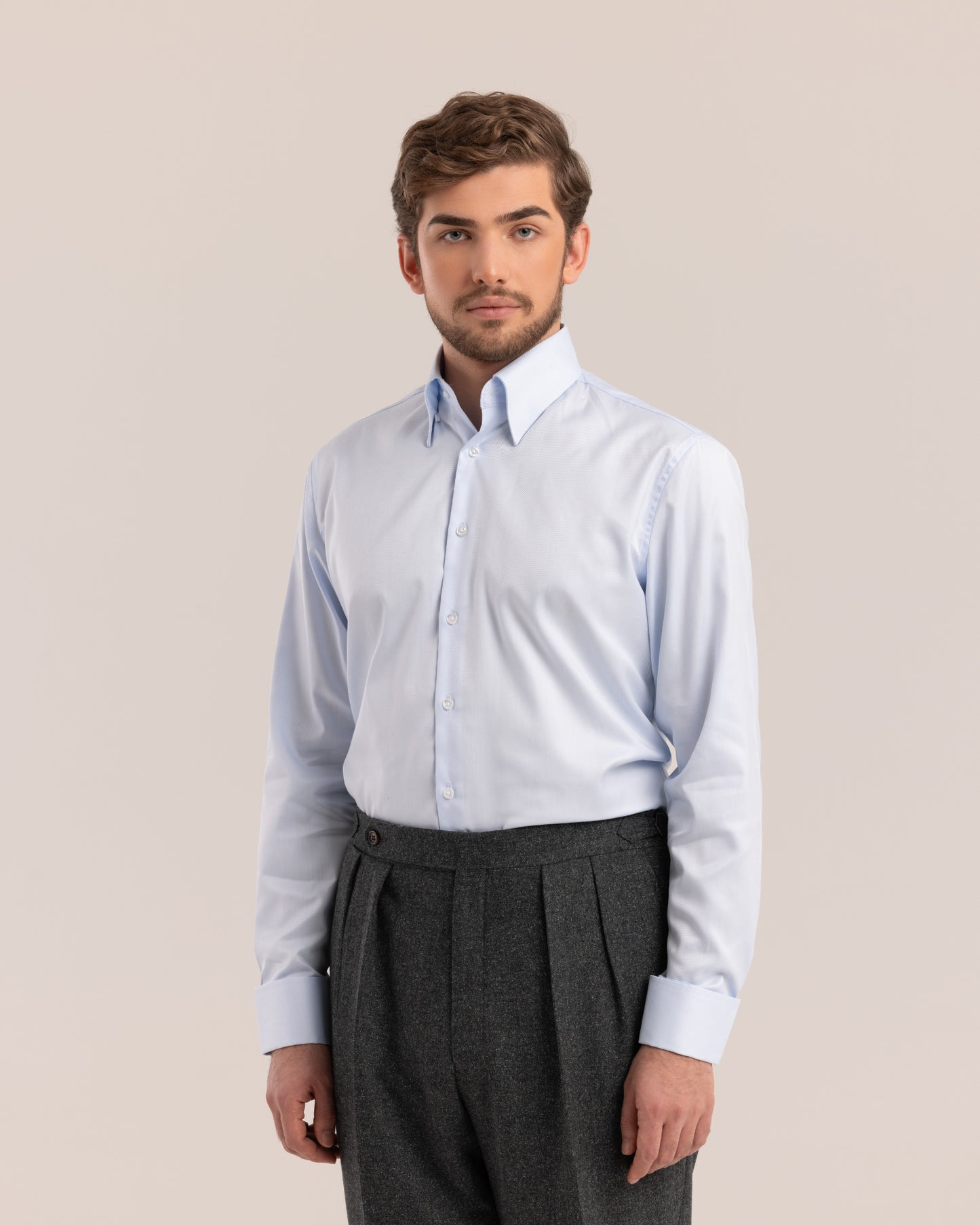 High Collar Classic Shirt Light Blue