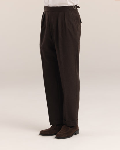 Double Pleated Trouser Brown