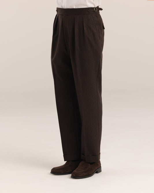 Double Pleated Trouser Brown