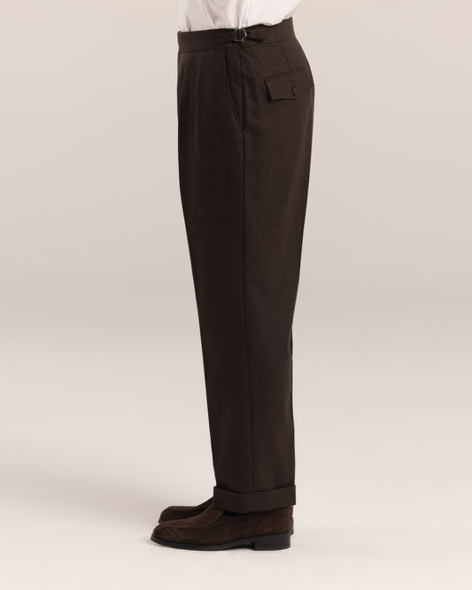 Double Pleated Trouser Brown
