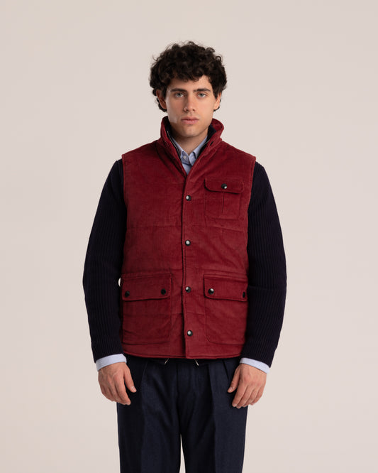 Corduroy Vest Burgundy