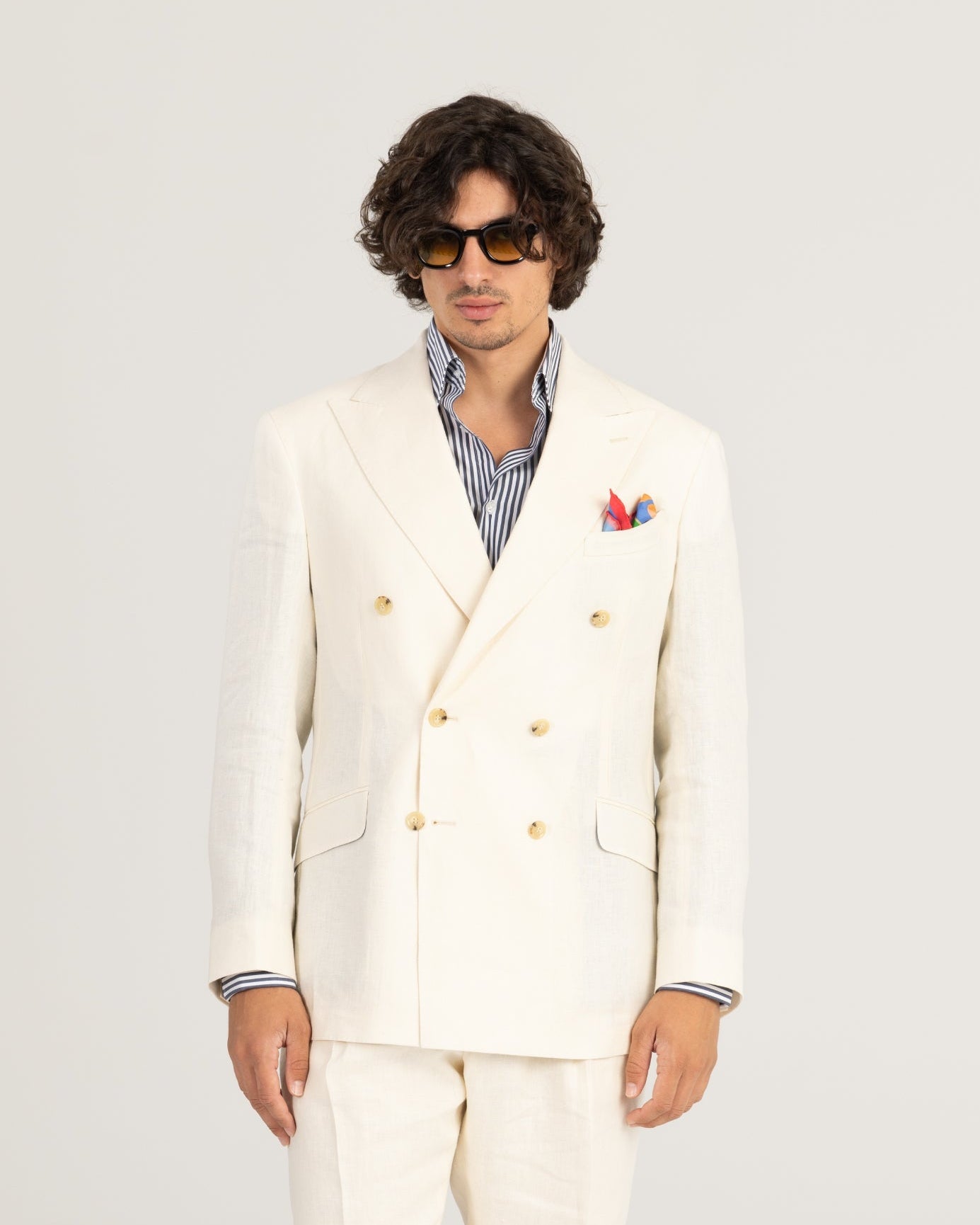 Milk White Linen Suit