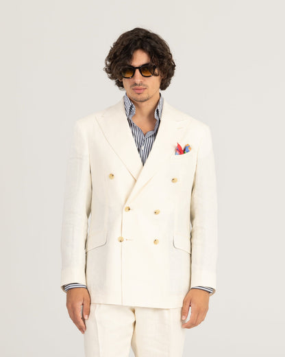 Milk White Linen Suit